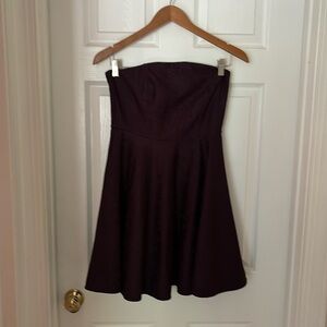 Strapless deep plum cocktail dress
